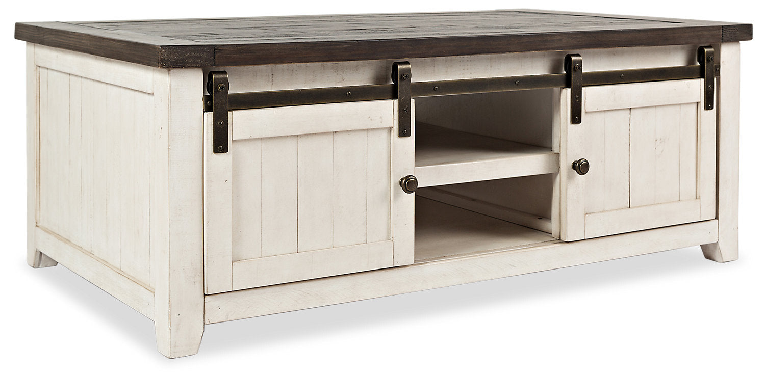 Madison 50" Rustic Coffee Table With Storage, Shelf and Casters - White Wood|Table à café rustique Madison de 50 po avec rangement, tablette et roulettes - bois blanc