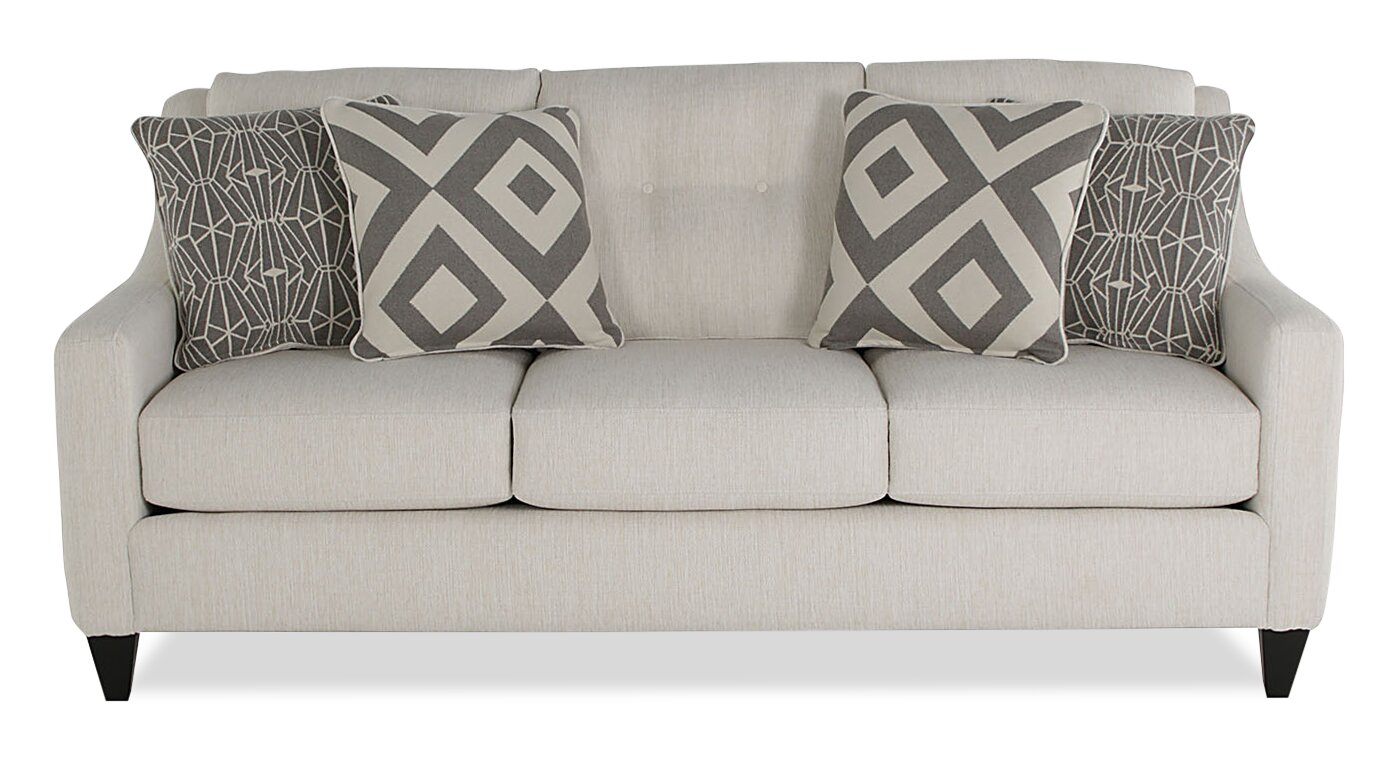 Made in Canada Cindy Crawford Home Kylie 78" Linen-Look Sofa with Wood Legs - Zeus Pearl | Sofa Kylie de Cindy Crawford Home de 78 po fabriqué au Canada en tissu d’apparence lin avec pattes en bois - perle Zeus