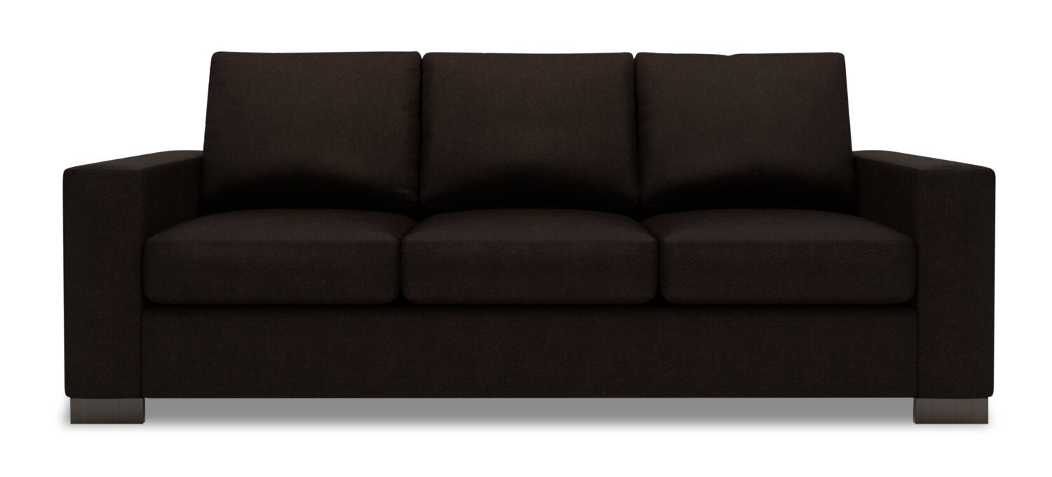 Made in Canada Customizable Sofa Lab Track 85" Chenille Fabric Sofa with Track Arms - Luxury Chocolate Brown | Sofa Track de Sofa Lab de 85 po fabriqué au Canada en tissu de chenille avec accoudoirs rectilignes - brun Luxury Chocolate | TR103293