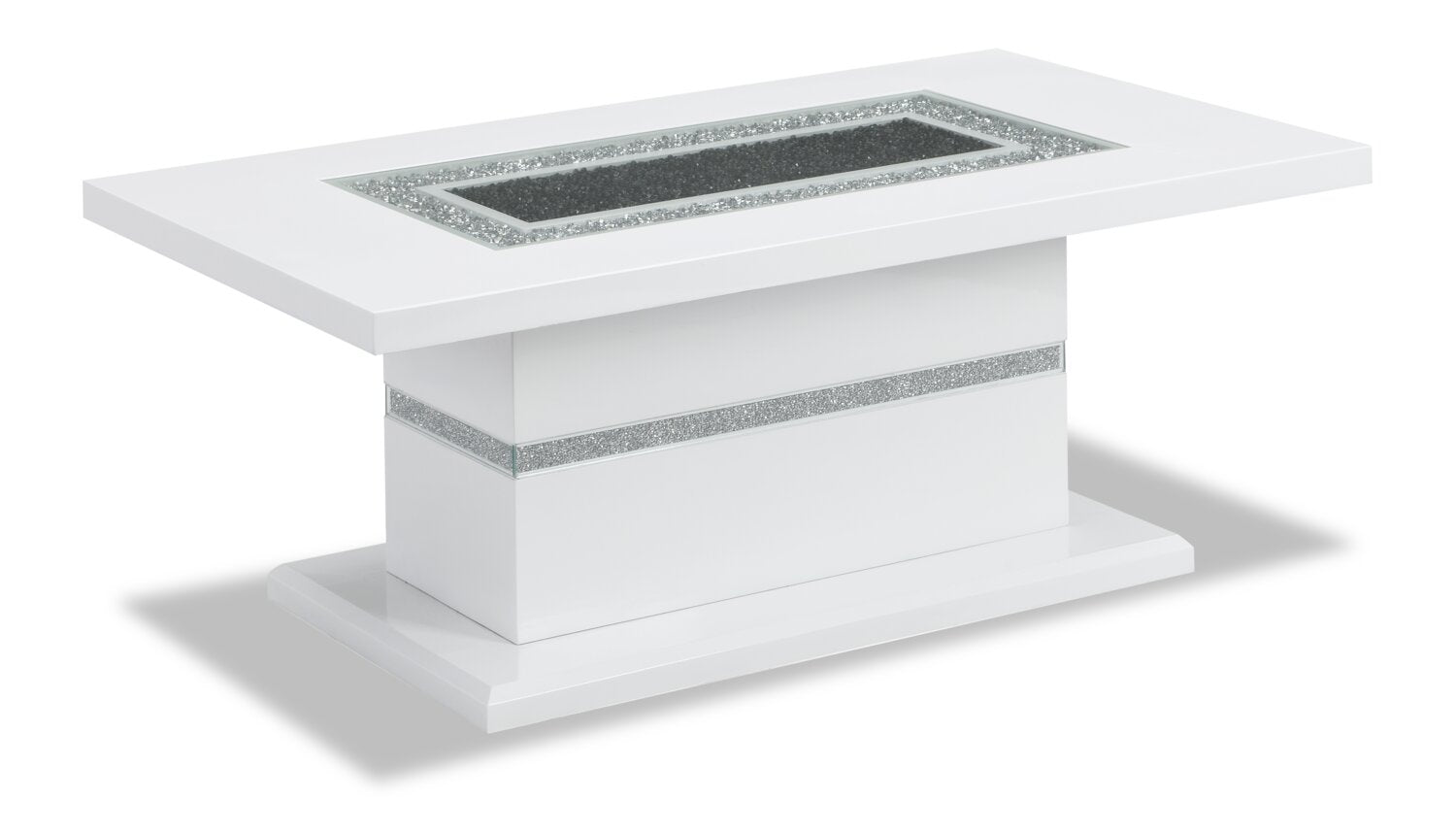 Garbo 52" Glam Coffee Table - White and Silver with Glitter Accents|Table à café somptueuse Garbo de 52 po - blanche et argentée avec touches de paillettes