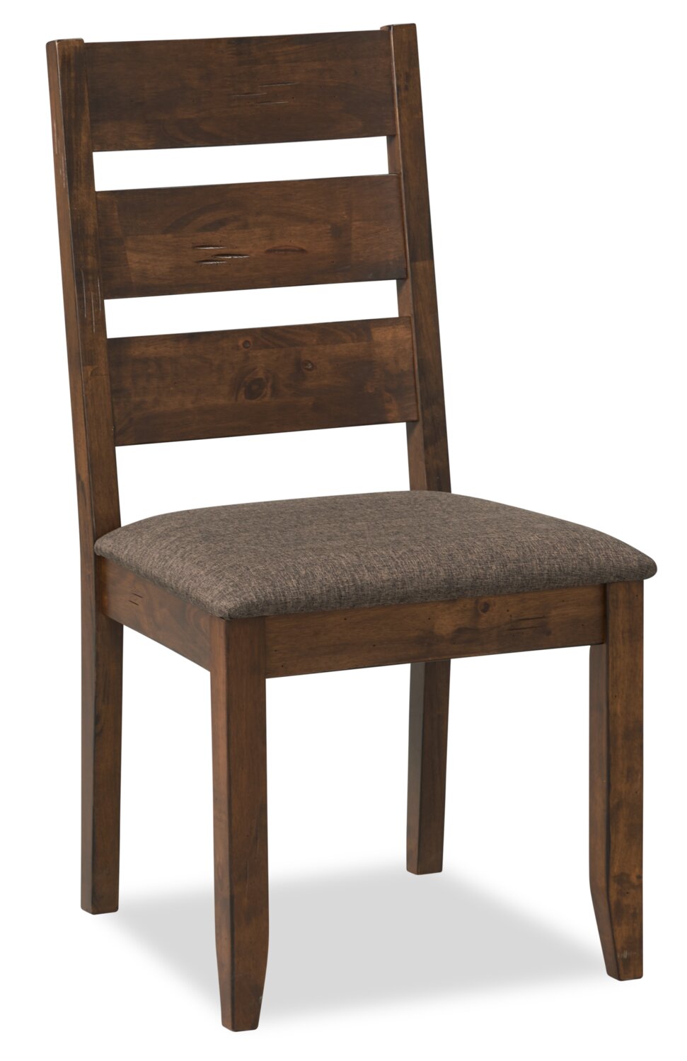 Plum Dining Chair with Polyester Fabric, Wood, Ladder-Back - Nutmeg Brown | Chaise de salle à manger Plum en tissu de polyester et en bois avec dossier en échelle - brun muscade