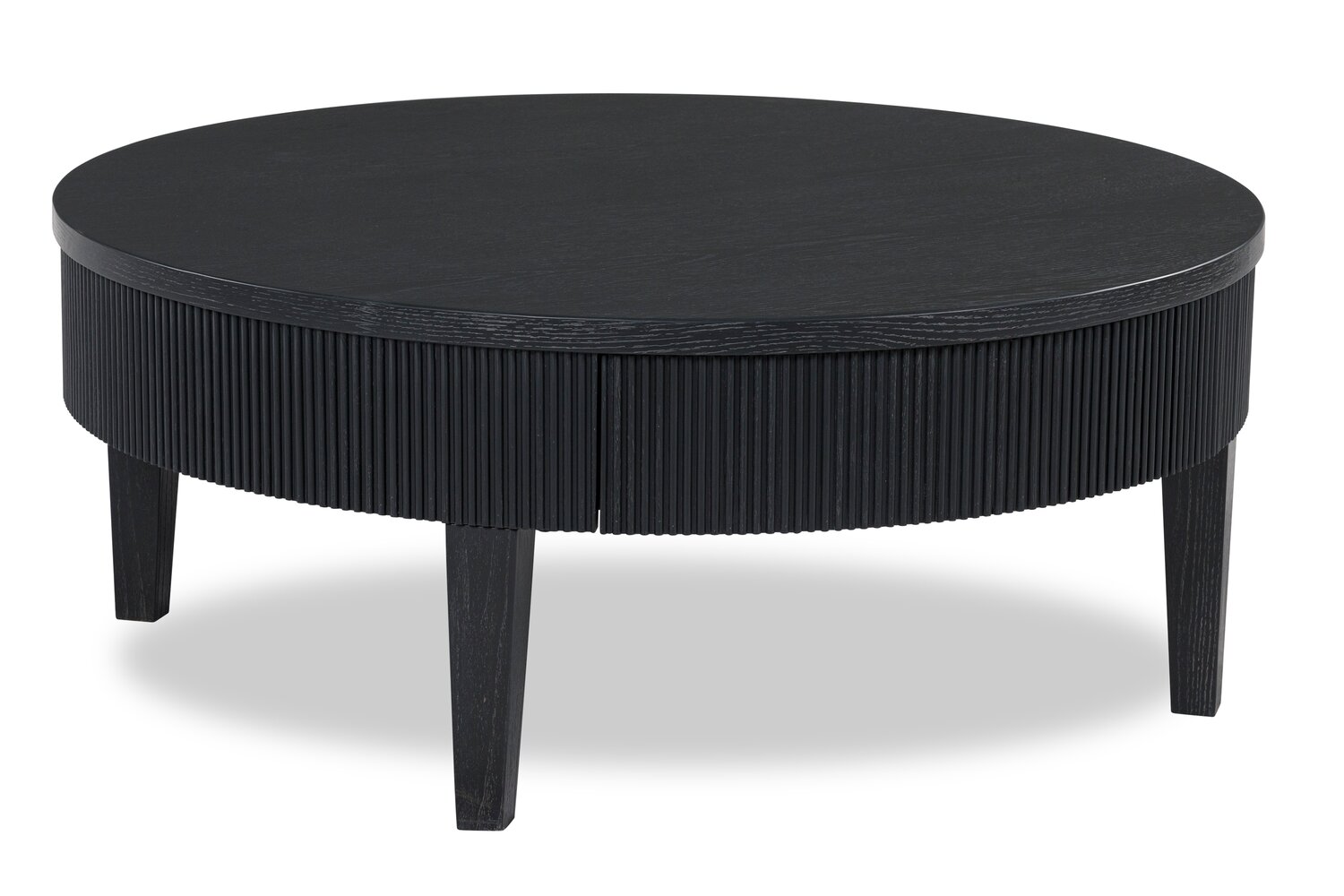 Sanford 42” Contemporary Round Solid Wood Coffee Table with Storage - Black | Table à café ronde contemporaine Sanford de 42 po en bois massif avec rangement - noire