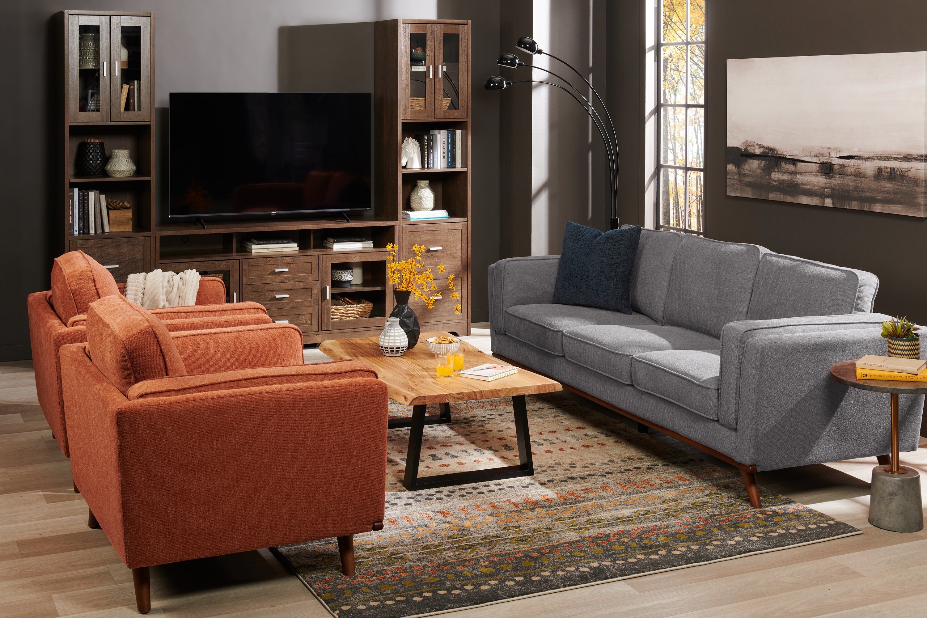 Agra 45" Rustic Coffee Table - Brown and Black with Iron Legs|Table à café rustique Agra de 45 po - brune et noire avec pattes en fer