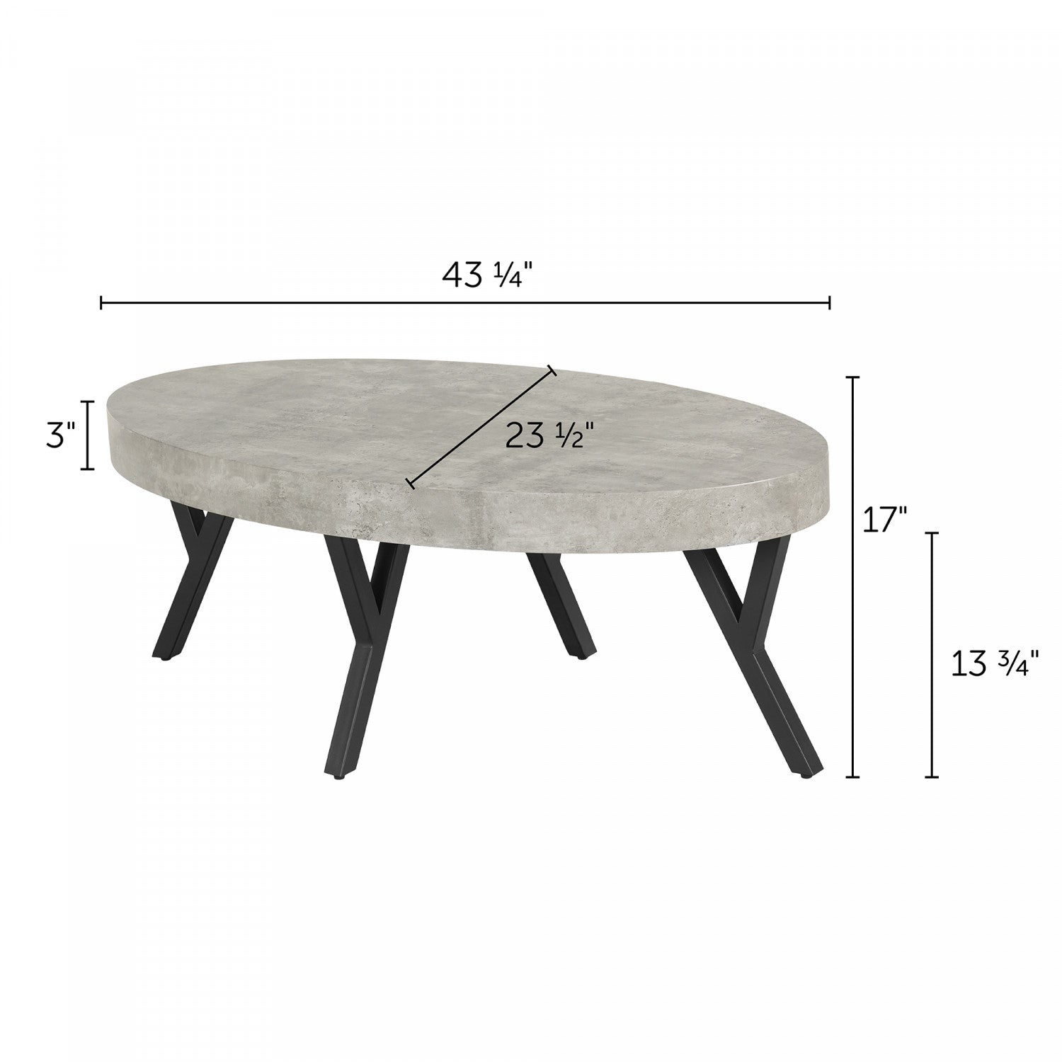 City Life Oval Coffee Table - Concrete | Table à café ovale City Life - béton | D83G0JDR