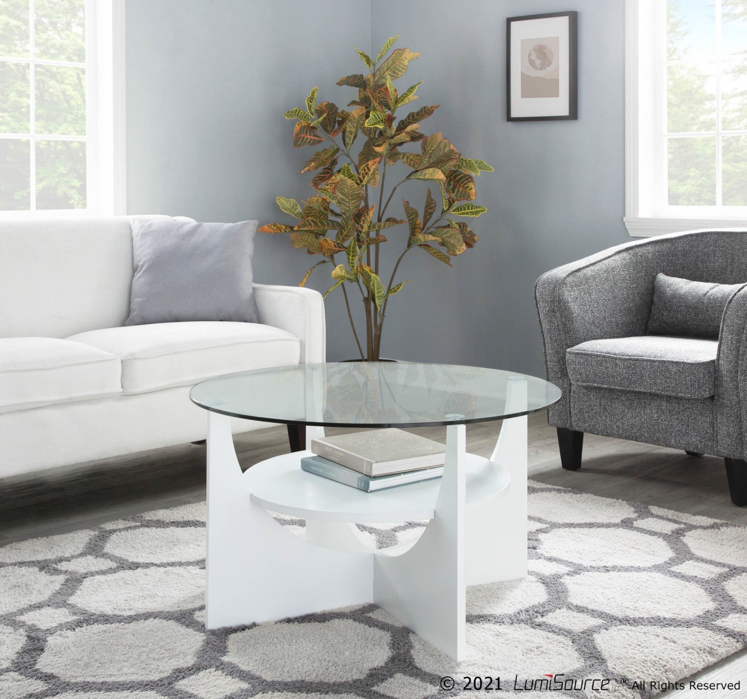 LumiSource U-Shaped Contemporary Coffee Table - White|Table à café contemporaine en forme de U - blanche