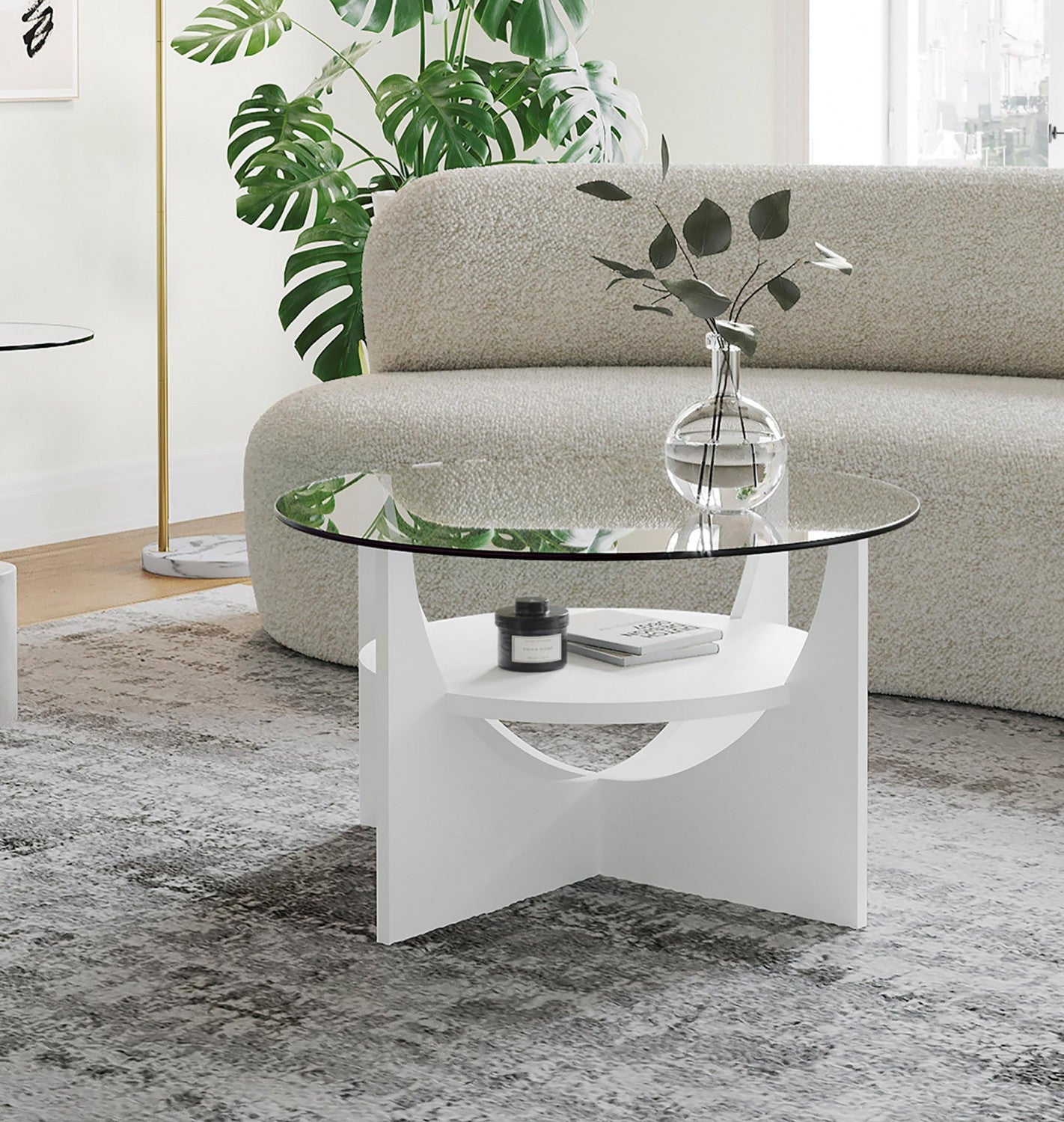 LumiSource U-Shaped Contemporary Coffee Table - White|Table à café contemporaine en forme de U - blanche