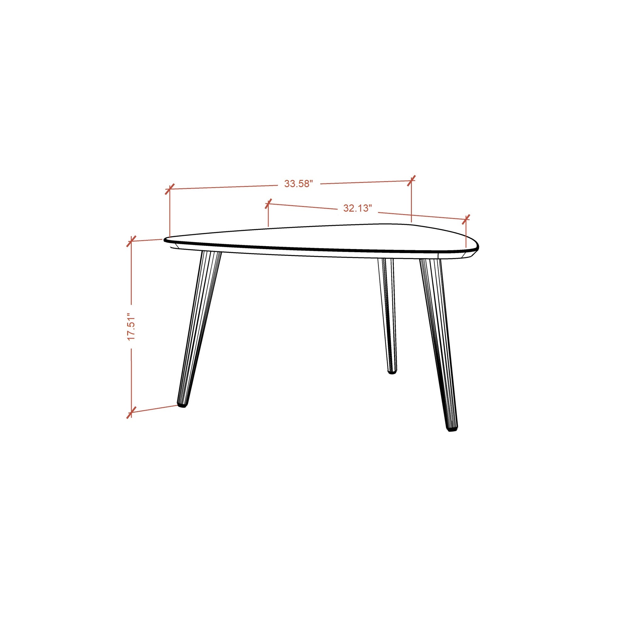 Manhattan Comfort Utopia 17.51" High Triangle Coffee Table with Splayed Legs - Off White & Maple Cream|Grande table à café triangulaire Utopia de Manhattan Comfort de 17,51 po avec pattes évasées - blanc cassé et crème d’érable