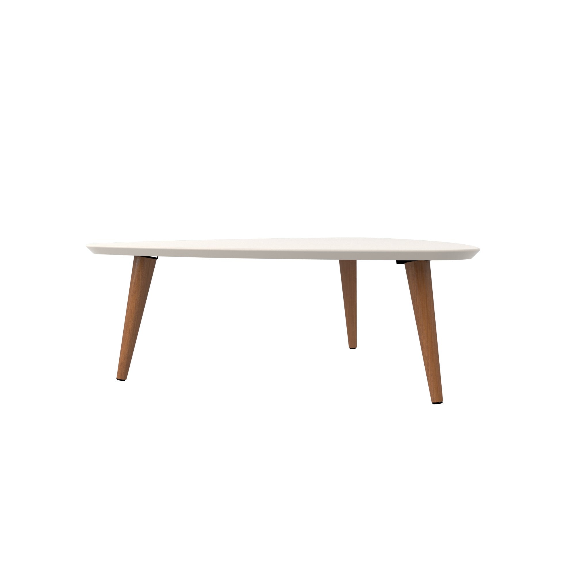 Manhattan Comfort Utopia 17.51" High Triangle Coffee Table with Splayed Legs - Off White & Maple Cream|Grande table à café triangulaire Utopia de Manhattan Comfort de 17,51 po avec pattes évasées - blanc cassé et crème d’érable