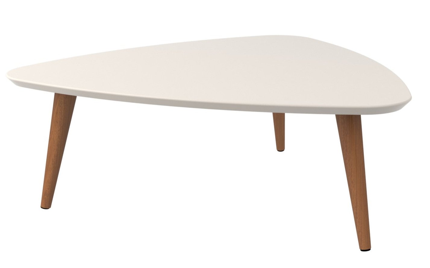 Manhattan Comfort Utopia 17.51" High Triangle Coffee Table with Splayed Legs - Off White & Maple Cream|Grande table à café triangulaire Utopia de Manhattan Comfort de 17,51 po avec pattes évasées - blanc cassé et crème d’érable