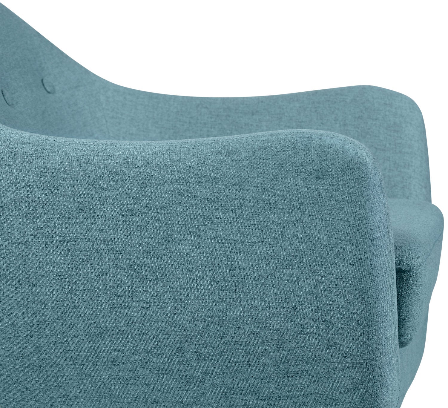 Calla 73.62" Linen-Look Fabric Condo Size Sofa with Button Tufting and Wood Legs - Blue | Sofa Calla de 73,62 po de format condo en tissu d’apparence lin avec capitonnage et pattes en bois - bleu