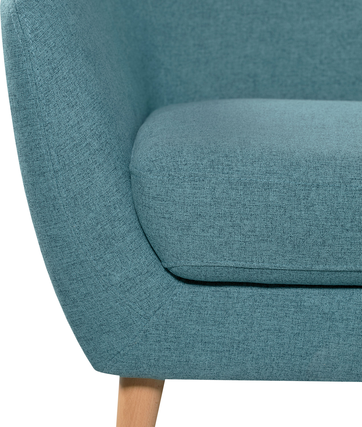 Calla 73.62" Linen-Look Fabric Condo Size Sofa with Button Tufting and Wood Legs - Blue | Sofa Calla de 73,62 po de format condo en tissu d’apparence lin avec capitonnage et pattes en bois - bleu
