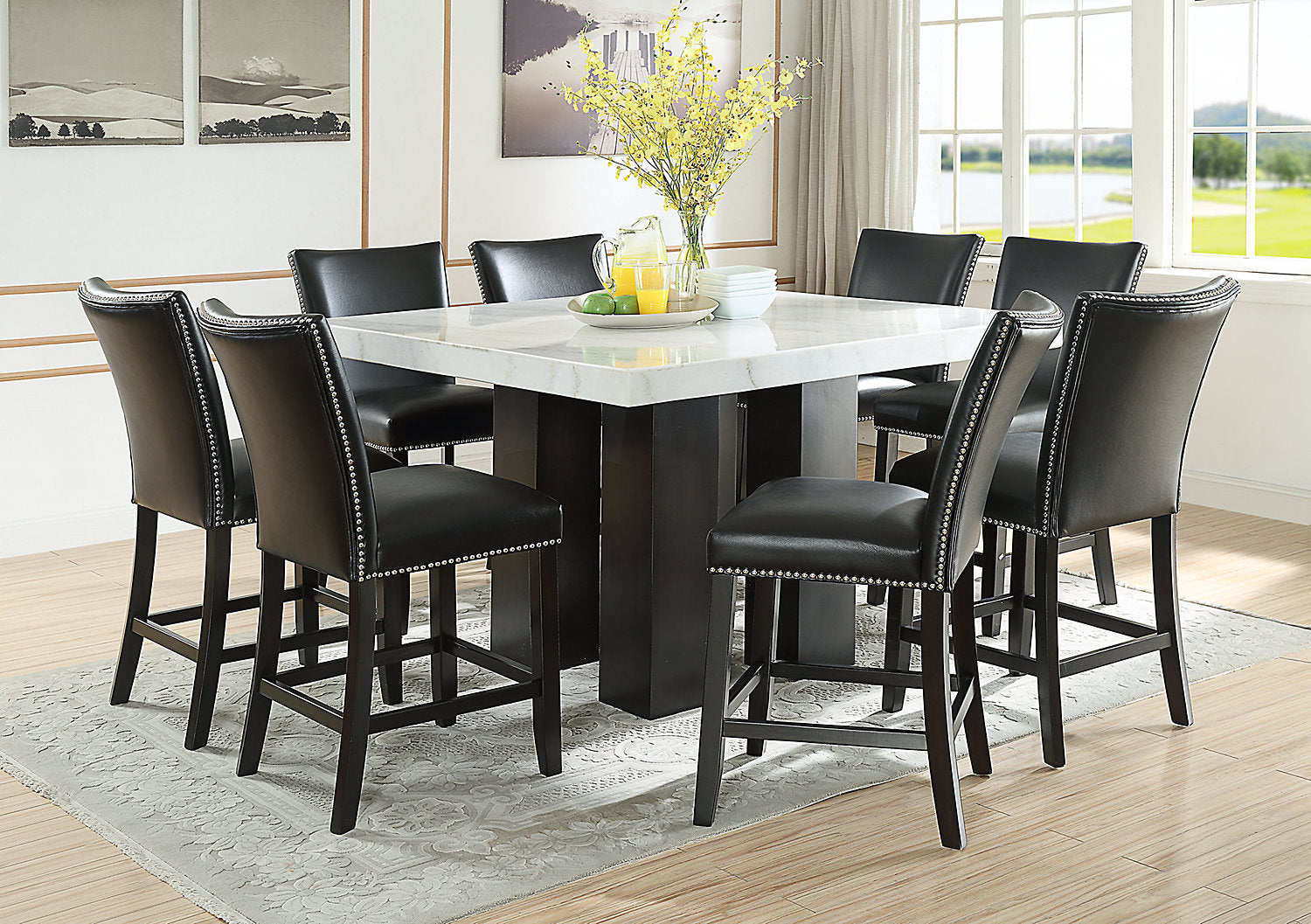 Cami Counter-Height Dining Chair with Vegan-Leather Fabric - Black | Chaise de salle à manger Cami de hauteur comptoir en tissu en similicuir - noire