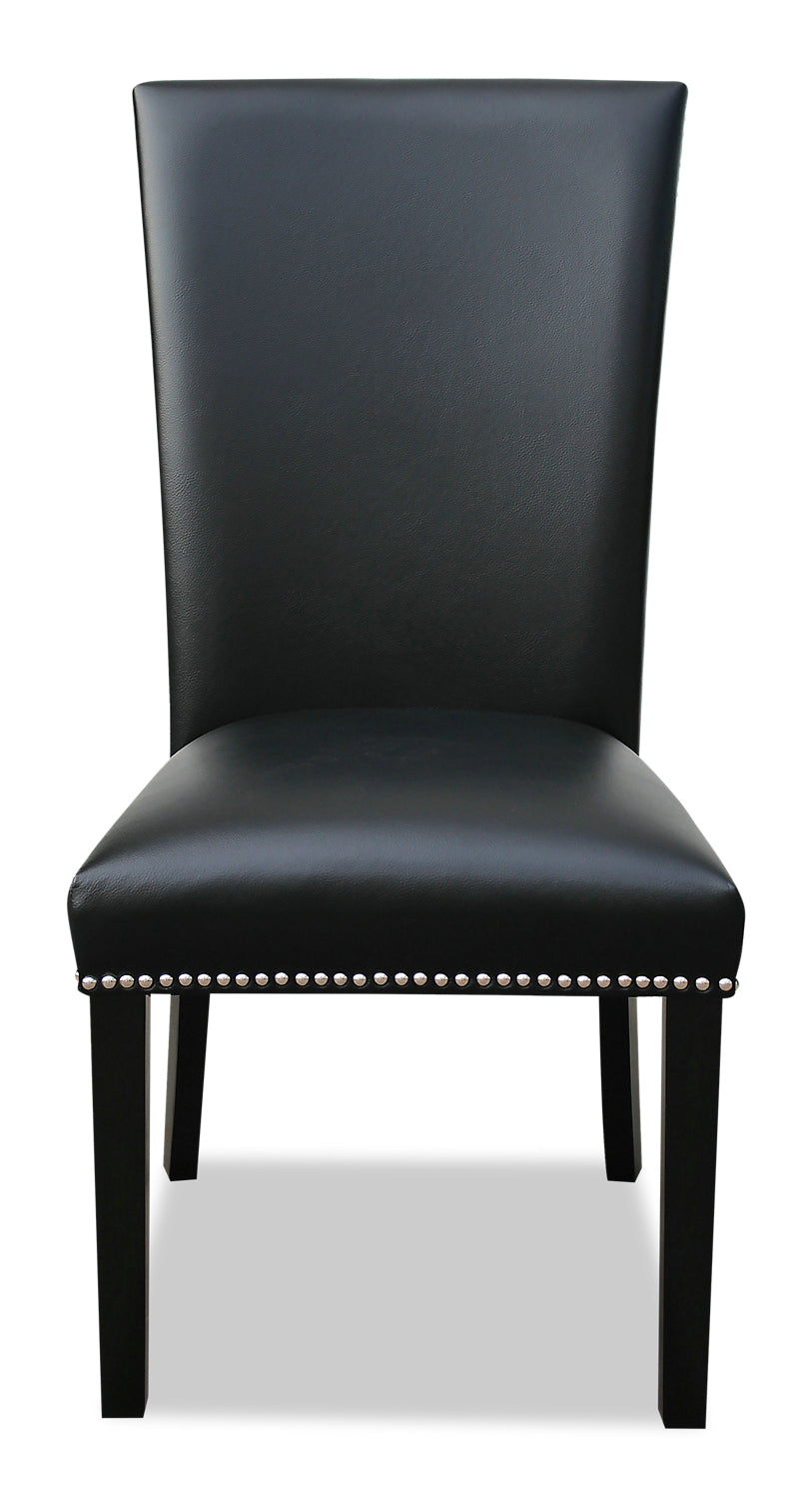 Cami Dining Chair with Vegan-Leather Fabric - Black | Chaise de salle à manger Cami en tissu en similicuir - noire