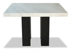 Cami Counter-Height Dining Table with Genuine Marble Top, 54"W Square - White | Table de salle à manger carrée Cami de 54 po (L) de hauteur comptoir avec dessus en marbre véritable - blanche
