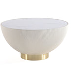 Manhattan Comfort Modern Anderson Coffee Table Upholstered Leatherette with Ceramic Faux Marble Tabl|Table à café moderne Anderson de Manhattan Comfort avec revêtement en similicuir et dessus de table