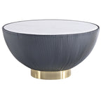 Manhattan Comfort Modern Anderson Coffee Table Upholstered Leatherette with Ceramic Faux Marble Tabletop - Grey|Table à café moderne Anderson de Manhattan Comfort avec revêtement en similicuir et dessus de table en imitation de marbre en céramique - grise