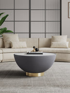 Manhattan Comfort Modern Anderson Coffee Table Upholstered Leatherette with Ceramic Faux Marble Tabletop - Grey|Table à café moderne Anderson de Manhattan Comfort avec revêtement en similicuir et dessus de table en imitation de marbre en céramique - grise