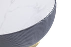 Manhattan Comfort Modern Anderson Coffee Table Upholstered Leatherette with Ceramic Faux Marble Tabletop - Grey|Table à café moderne Anderson de Manhattan Comfort avec revêtement en similicuir et dessus de table en imitation de marbre en céramique - grise