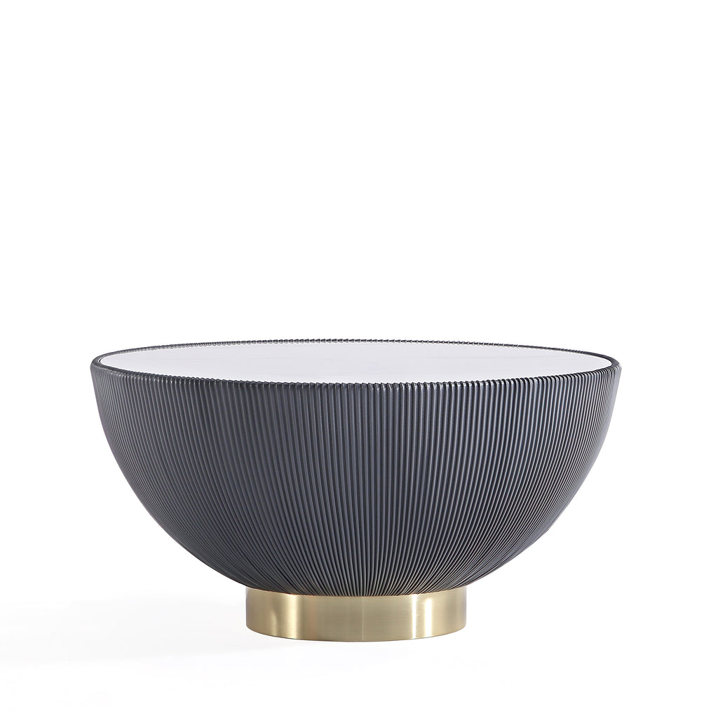 Manhattan Comfort Modern Anderson Coffee Table Upholstered Leatherette with Ceramic Faux Marble Tabletop - Grey|Table à café moderne Anderson de Manhattan Comfort avec revêtement en similicuir et dessus de table en imitation de marbre en céramique - grise