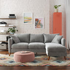 Novogratz Magnolia Reversible Sectional Sofa with Pillows - Grey|Sofa sectionnel réversible Magnolia de Novogratz avec coussins - gris