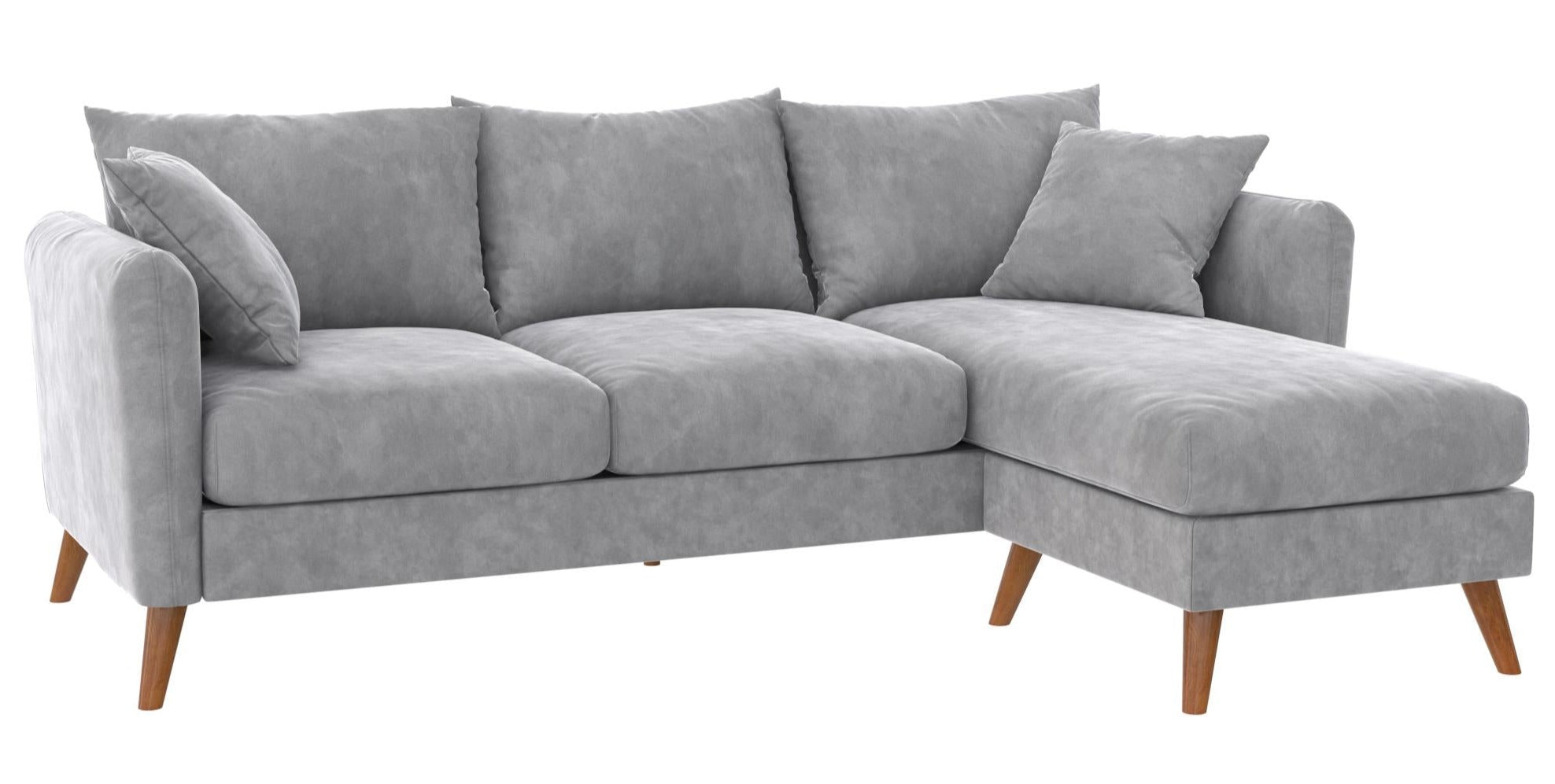 Novogratz Magnolia Reversible Sectional Sofa with Pillows - Grey|Sofa sectionnel réversible Magnolia de Novogratz avec coussins - gris