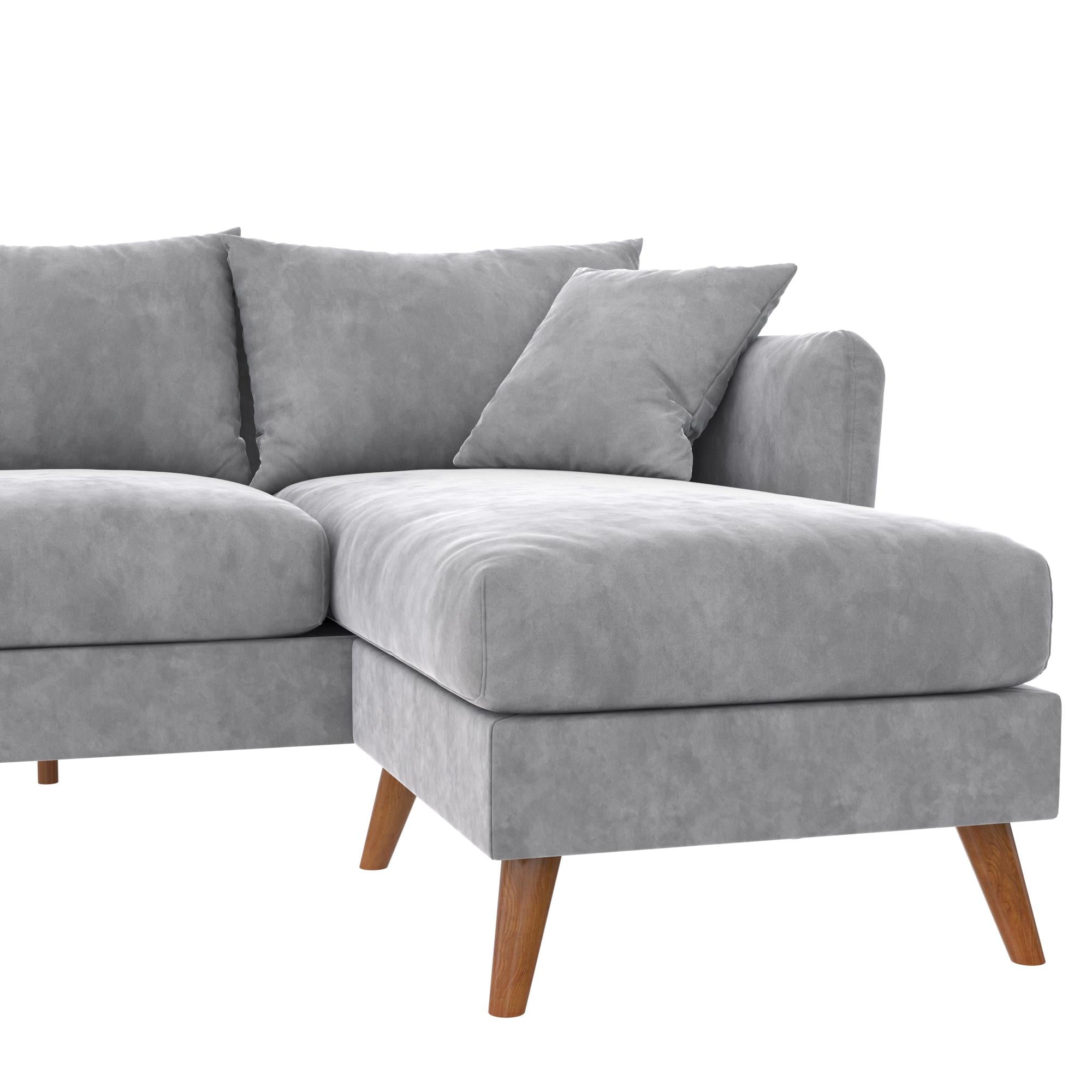 Novogratz Magnolia Reversible Sectional Sofa with Pillows - Grey|Sofa sectionnel réversible Magnolia de Novogratz avec coussins - gris