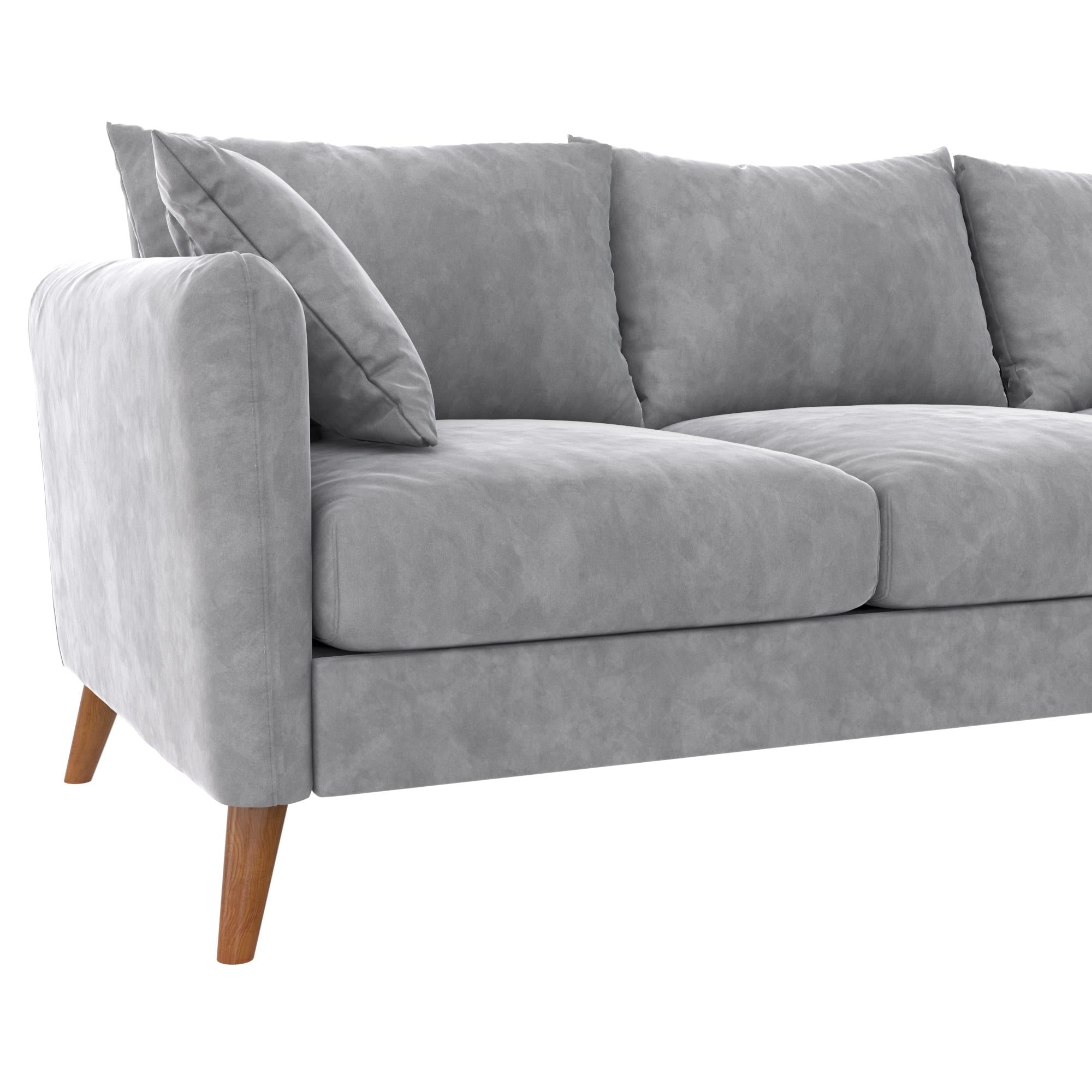 Novogratz Magnolia Reversible Sectional Sofa with Pillows - Grey|Sofa sectionnel réversible Magnolia de Novogratz avec coussins - gris