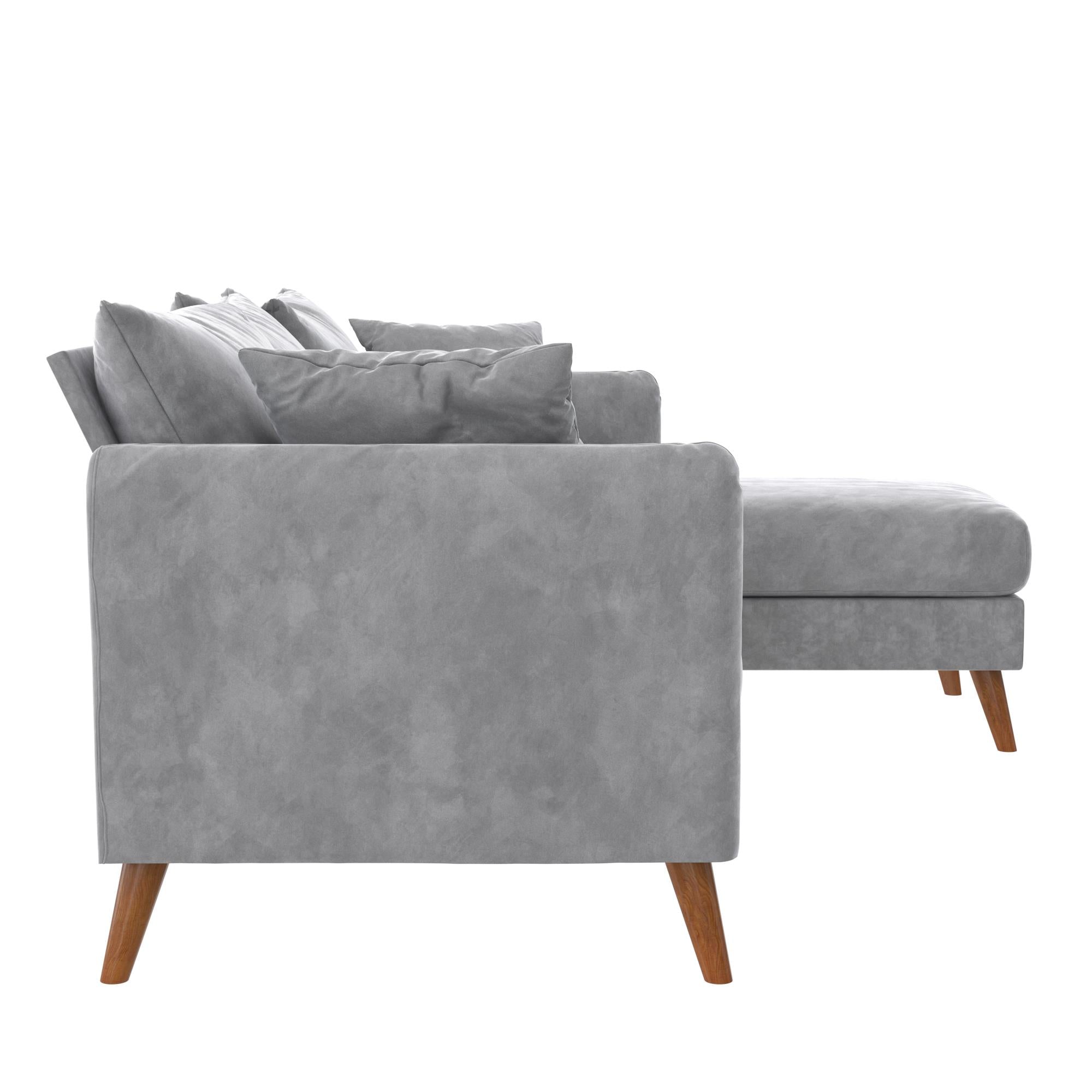 Novogratz Magnolia Reversible Sectional Sofa with Pillows - Grey|Sofa sectionnel réversible Magnolia de Novogratz avec coussins - gris