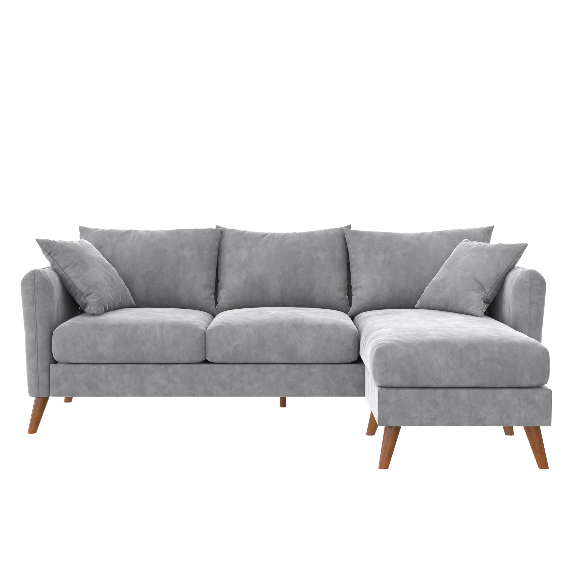 Novogratz Magnolia Reversible Sectional Sofa with Pillows - Grey|Sofa sectionnel réversible Magnolia de Novogratz avec coussins - gris