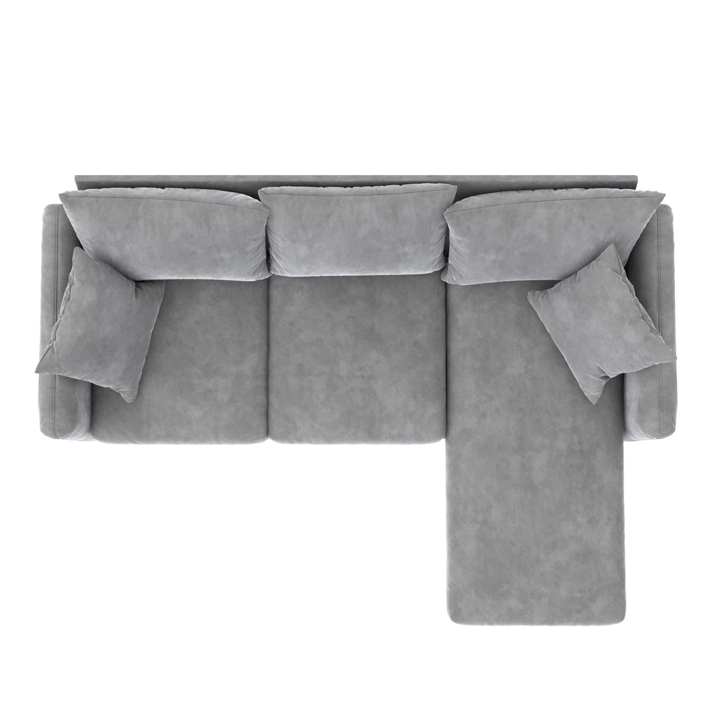 Novogratz Magnolia Reversible Sectional Sofa with Pillows - Grey|Sofa sectionnel réversible Magnolia de Novogratz avec coussins - gris