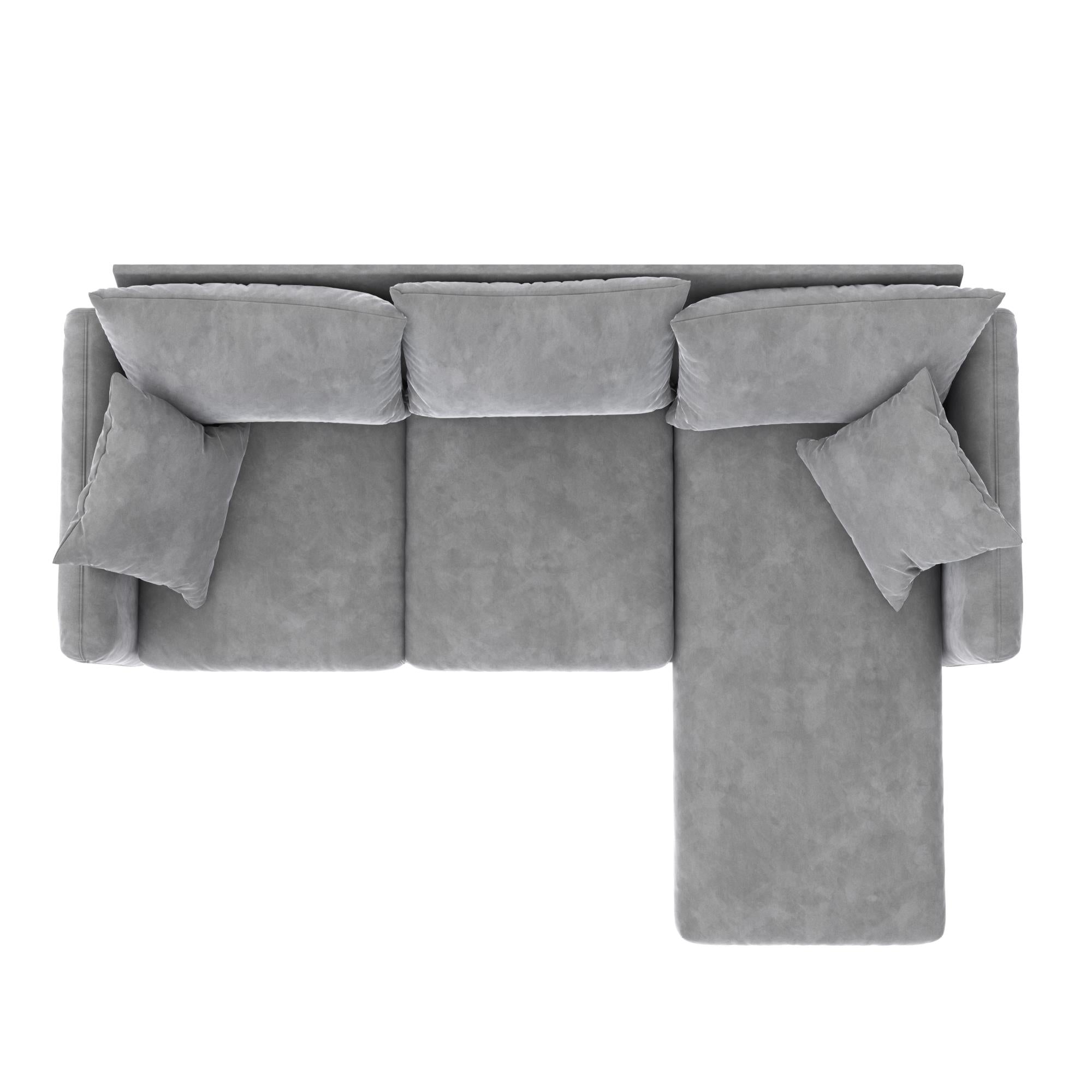 Novogratz Magnolia Reversible Sectional Sofa with Pillows - Grey|Sofa sectionnel réversible Magnolia de Novogratz avec coussins - gris
