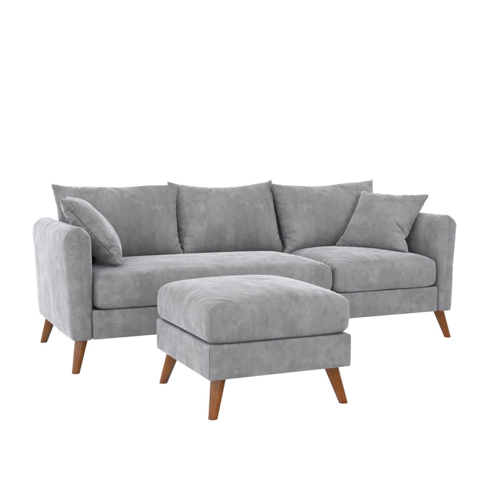 Novogratz Magnolia Reversible Sectional Sofa with Pillows - Grey|Sofa sectionnel réversible Magnolia de Novogratz avec coussins - gris