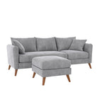 Novogratz Magnolia Reversible Sectional Sofa with Pillows - Grey|Sofa sectionnel réversible Magnolia de Novogratz avec coussins - gris