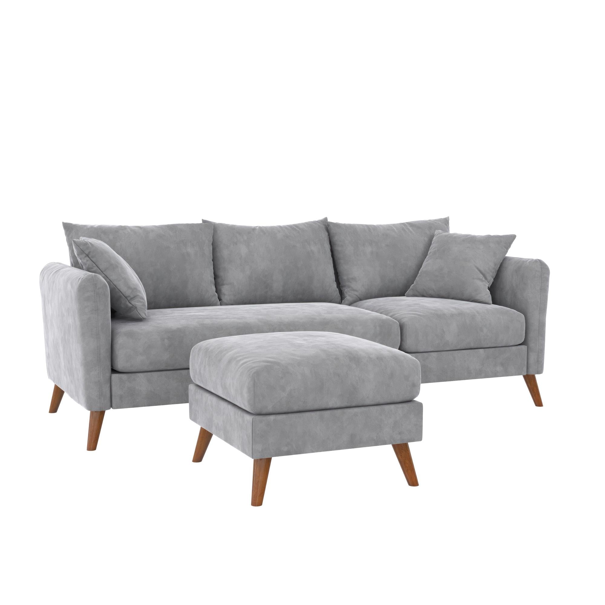 Novogratz Magnolia Reversible Sectional Sofa with Pillows - Grey|Sofa sectionnel réversible Magnolia de Novogratz avec coussins - gris