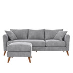 Novogratz Magnolia Reversible Sectional Sofa with Pillows - Grey|Sofa sectionnel réversible Magnolia de Novogratz avec coussins - gris