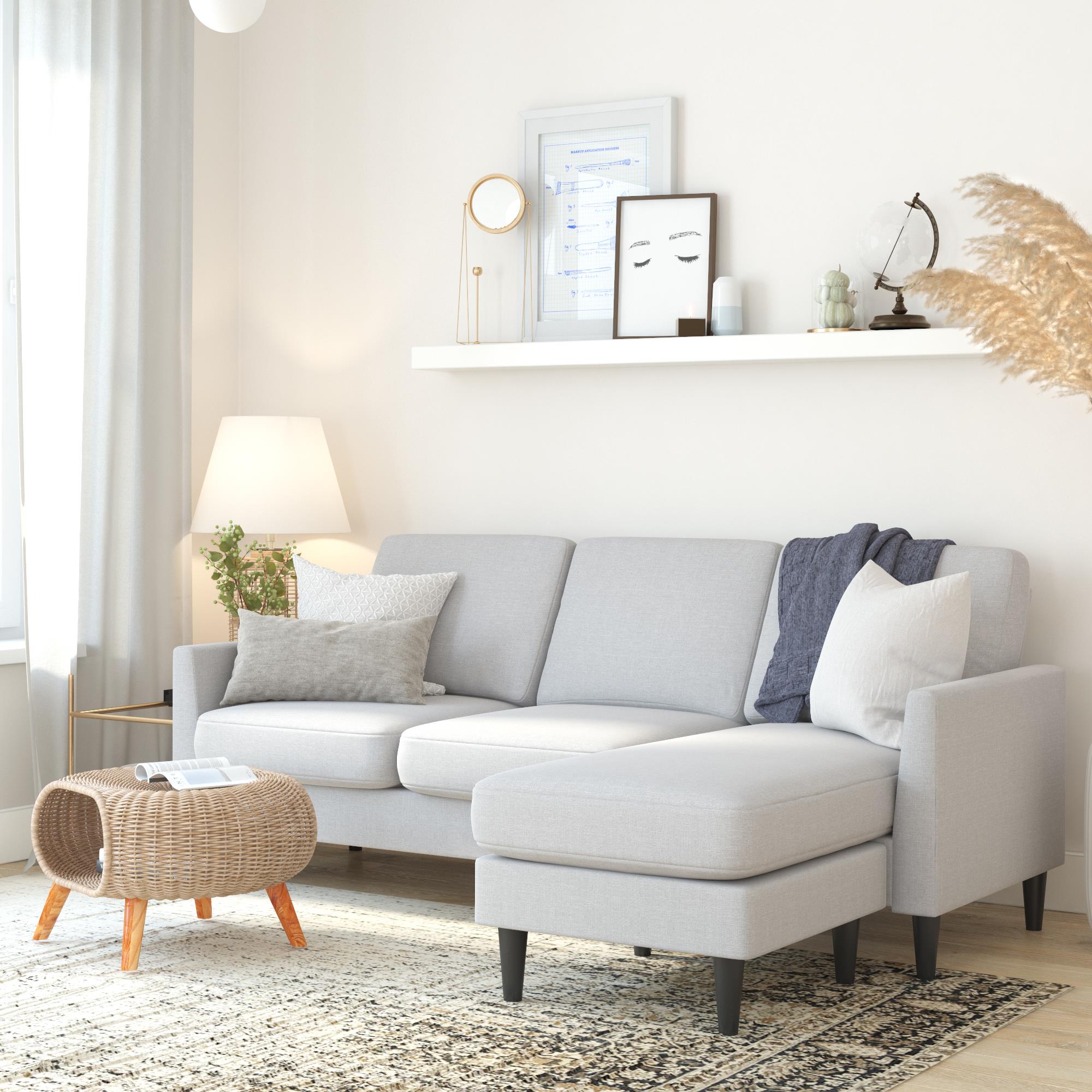 Mr. Kate Winston Reversible Linen Sofa Sectional - Light Grey|Sofa sectionnel réversible Winston de Mr. Kate en lin - gris clair