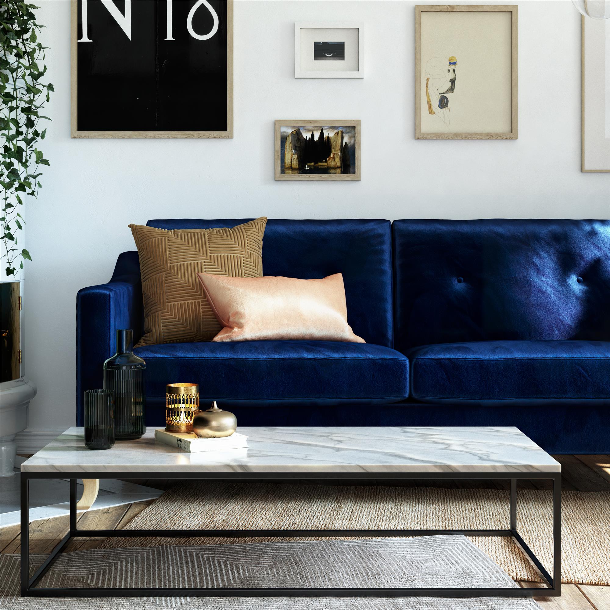 Mr. Kate Tess Velvet Sofa - Blue|Sofa Tess de Mr. Kate en velours - bleu
