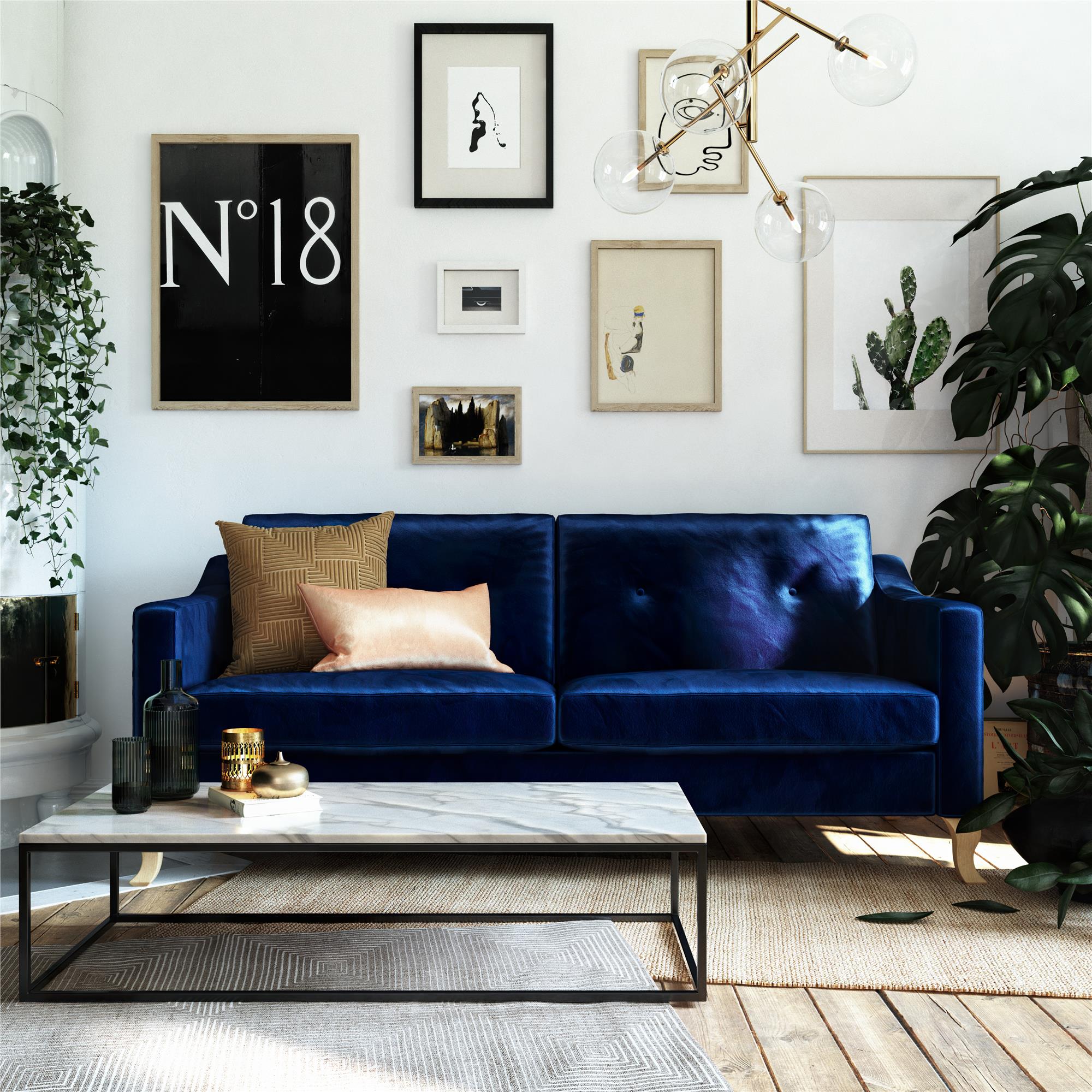 Mr. Kate Tess Velvet Sofa - Blue|Sofa Tess de Mr. Kate en velours - bleu