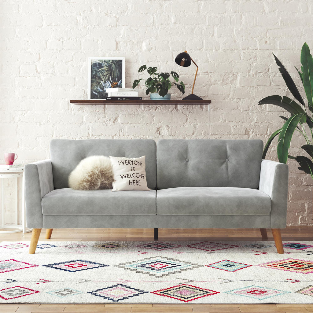 Cosmoliving By Cosmopolitan Gloria Velvet Sofa - Light Grey|Sofa Gloria de Cosmoliving By Cosmopolitan en velours - gris clair