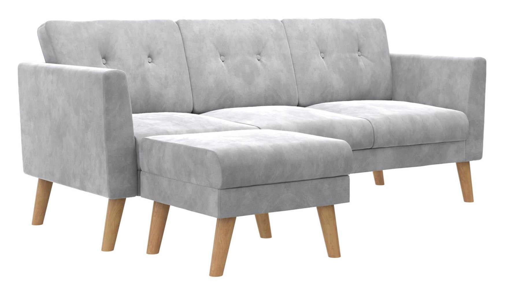 Cosmoliving By Cosmopolitan Gloria Velvet Sofa Sectional - Light Grey|Sofa sectionnel Gloria de Cosmoliving By Cosmopolitan en velours - gris clair