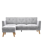 Cosmoliving By Cosmopolitan Gloria Velvet Sofa Sectional - Light Grey|Sofa sectionnel Gloria de Cosmoliving By Cosmopolitan en velours - gris clair