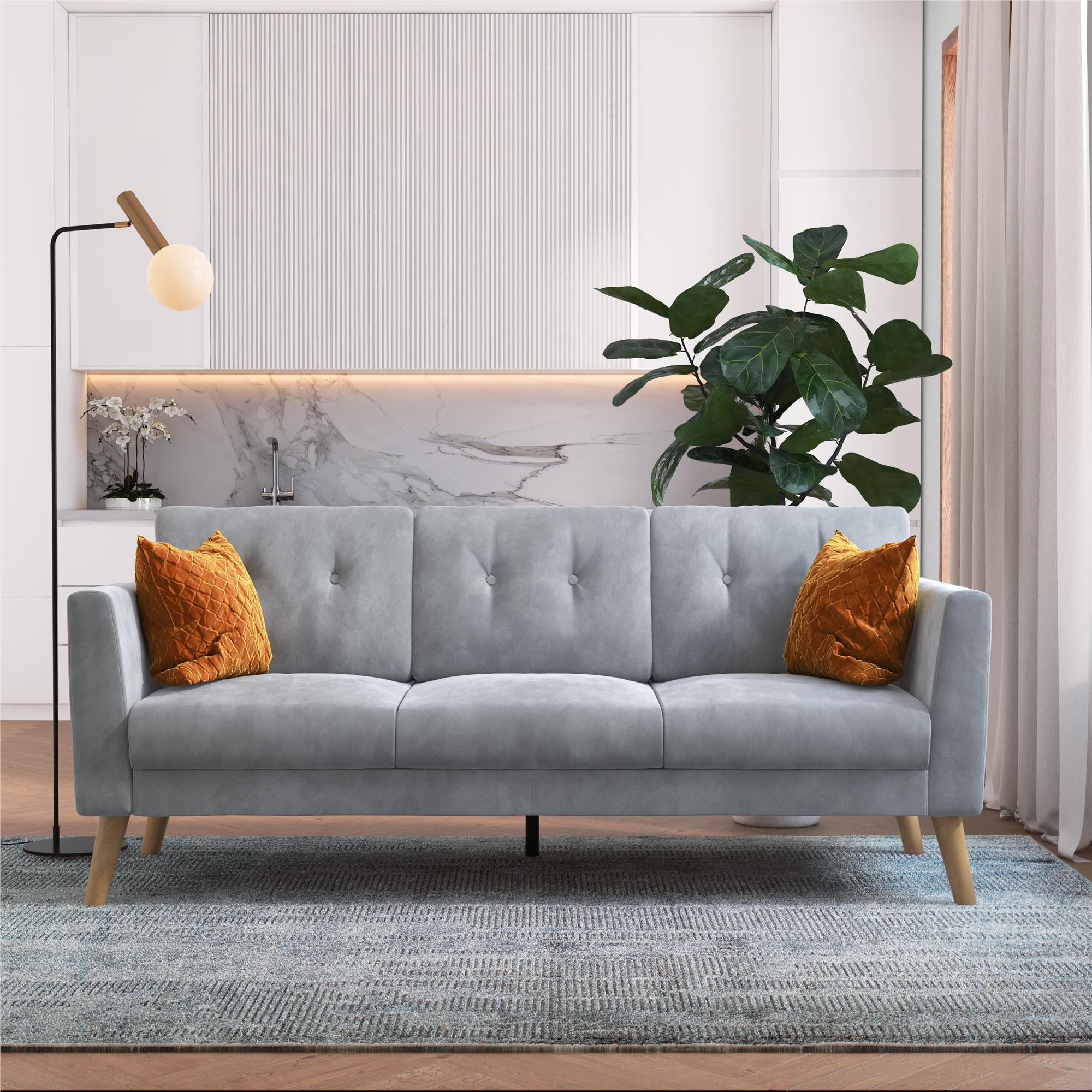 Cosmoliving By Cosmopolitan Gloria Velvet Sofa Sectional - Light Grey|Sofa sectionnel Gloria de Cosmoliving By Cosmopolitan en velours - gris clair