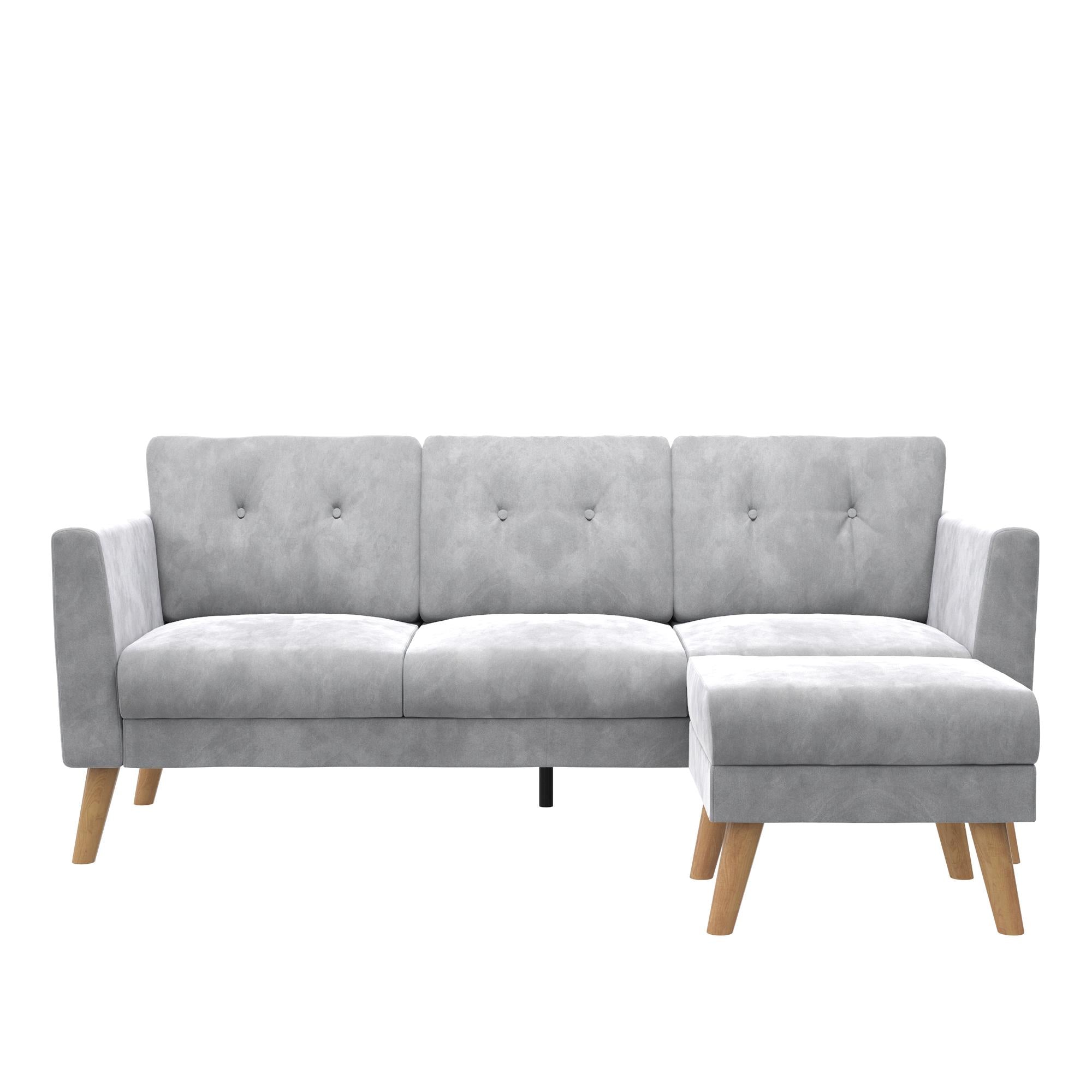 Cosmoliving By Cosmopolitan Gloria Velvet Sofa Sectional - Light Grey|Sofa sectionnel Gloria de Cosmoliving By Cosmopolitan en velours - gris clair