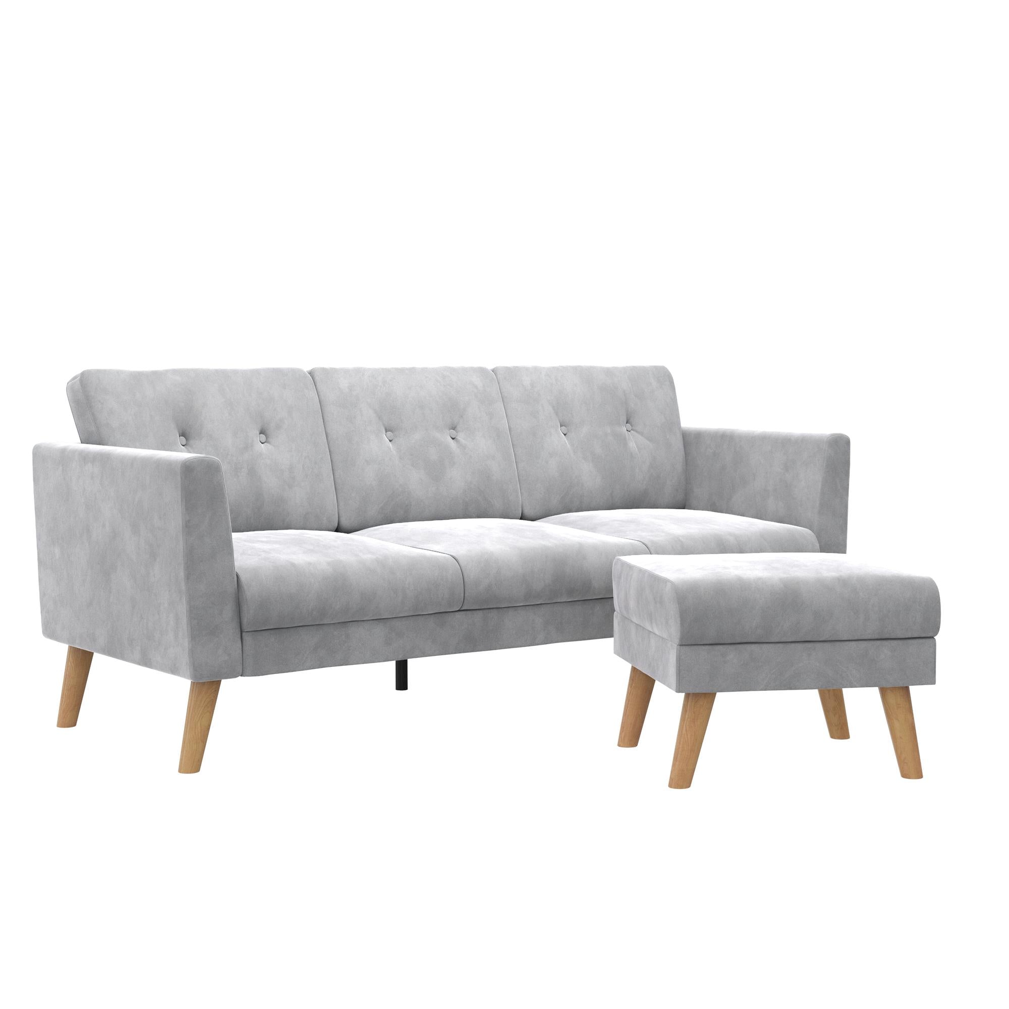 Cosmoliving By Cosmopolitan Gloria Velvet Sofa Sectional - Light Grey|Sofa sectionnel Gloria de Cosmoliving By Cosmopolitan en velours - gris clair