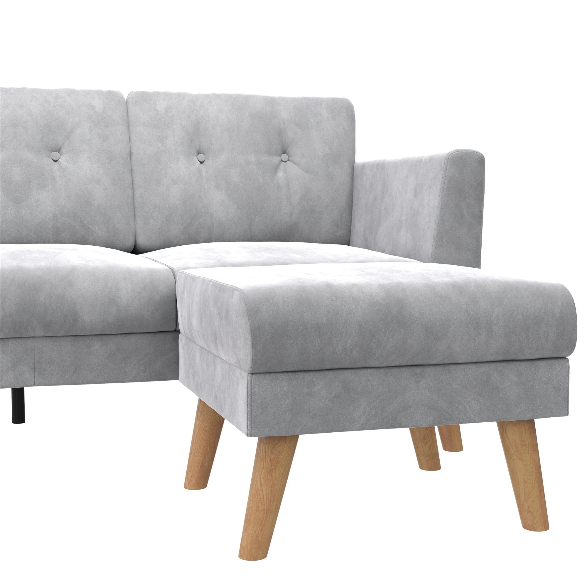 Cosmoliving By Cosmopolitan Gloria Velvet Sofa Sectional - Light Grey|Sofa sectionnel Gloria de Cosmoliving By Cosmopolitan en velours - gris clair