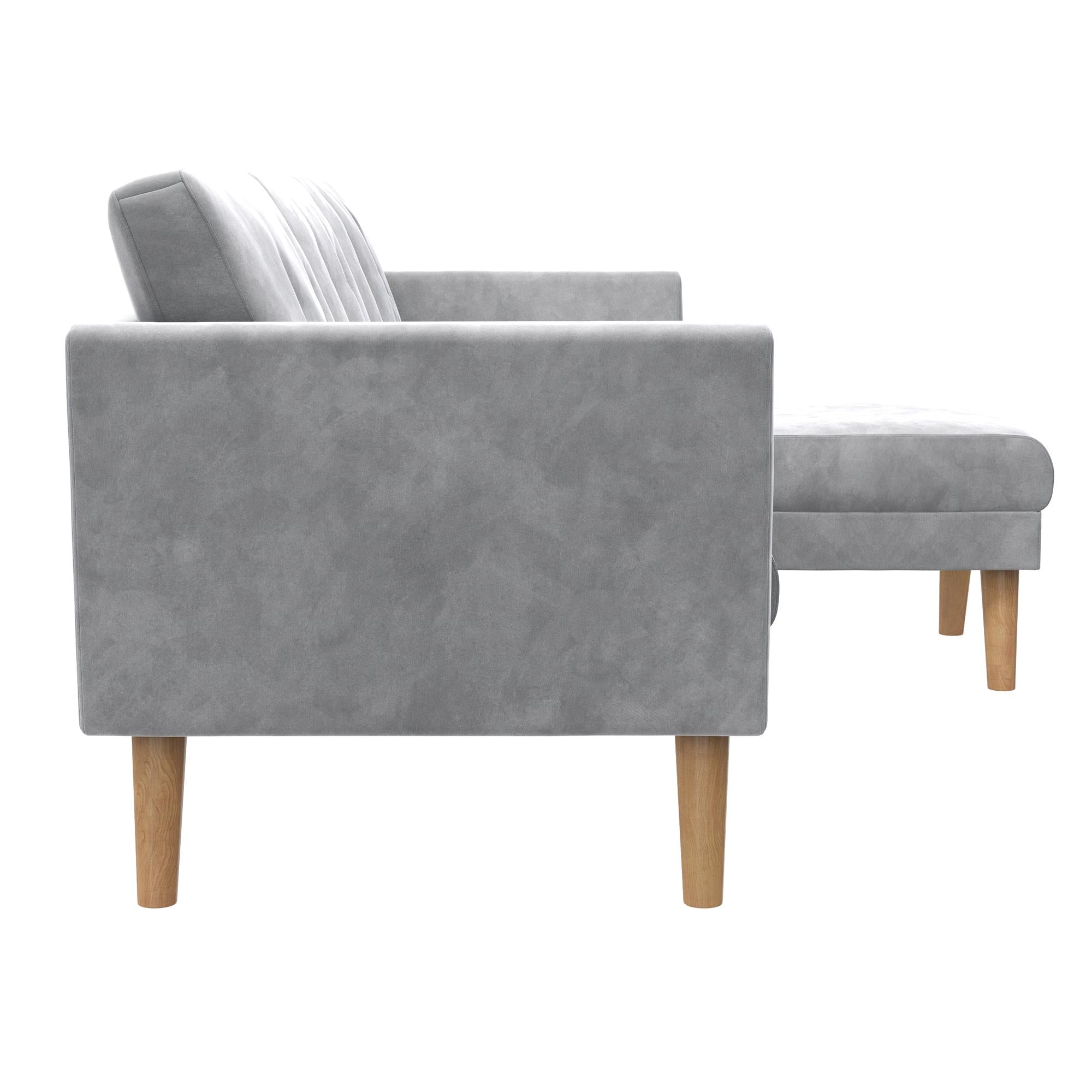 Cosmoliving By Cosmopolitan Gloria Velvet Sofa Sectional - Light Grey|Sofa sectionnel Gloria de Cosmoliving By Cosmopolitan en velours - gris clair