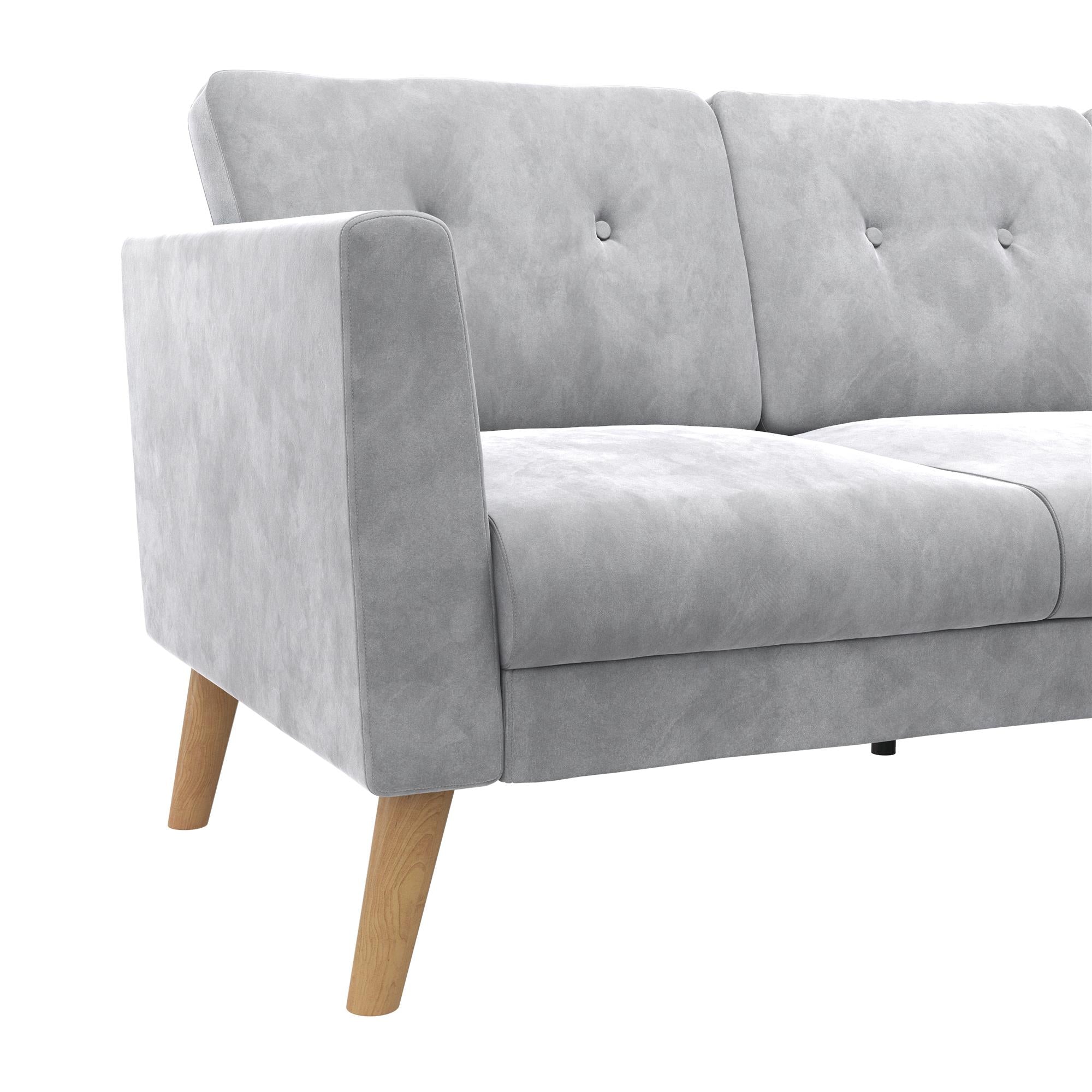 Cosmoliving By Cosmopolitan Gloria Velvet Sofa Sectional - Light Grey|Sofa sectionnel Gloria de Cosmoliving By Cosmopolitan en velours - gris clair