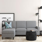 DHP Kaci Reversible Contemporary Fabric Sectional - Grey|Sofa sectionnel réversible contemporain Kaci de DHP en tissu - gris