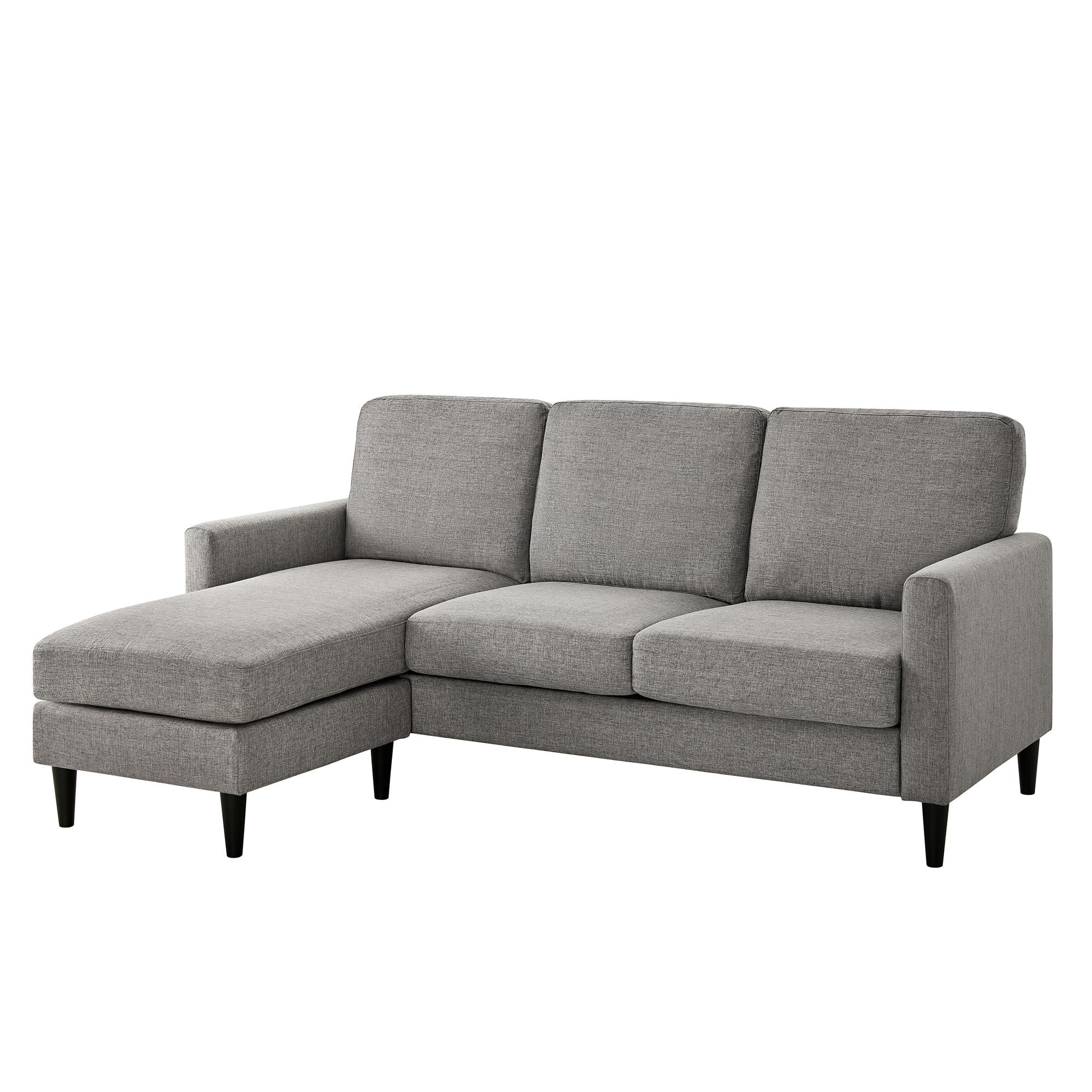 DHP Kaci Reversible Contemporary Fabric Sectional - Grey|Sofa sectionnel réversible contemporain Kaci de DHP en tissu - gris