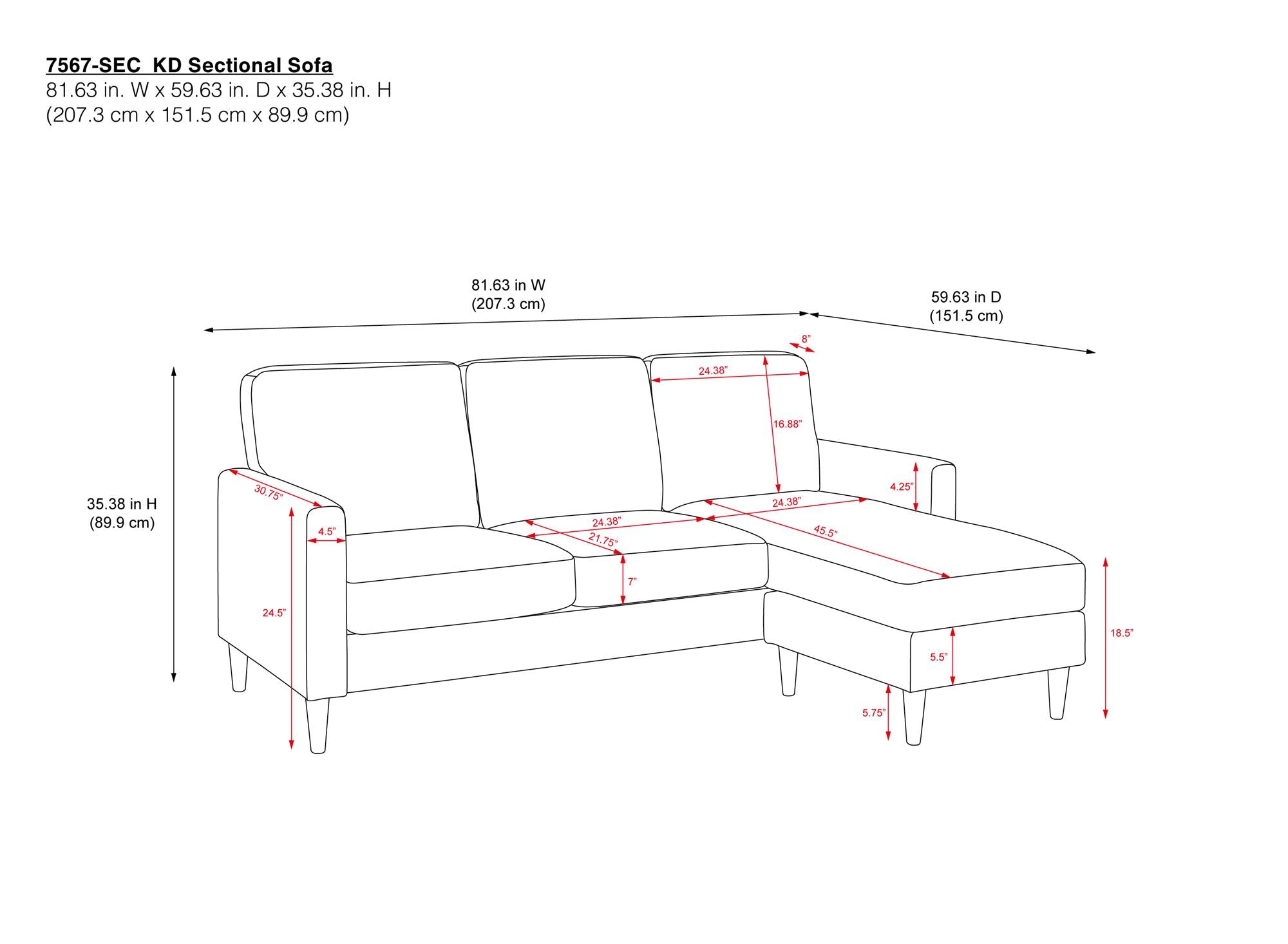 DHP Kaci Reversible Contemporary Fabric Sectional - Grey|Sofa sectionnel réversible contemporain Kaci de DHP en tissu - gris